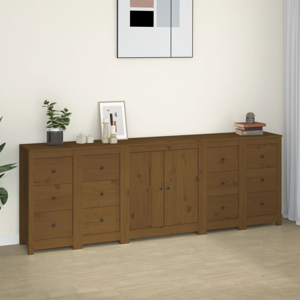 Buffet Marron miel 230x35x80 cm Bois massif de pin