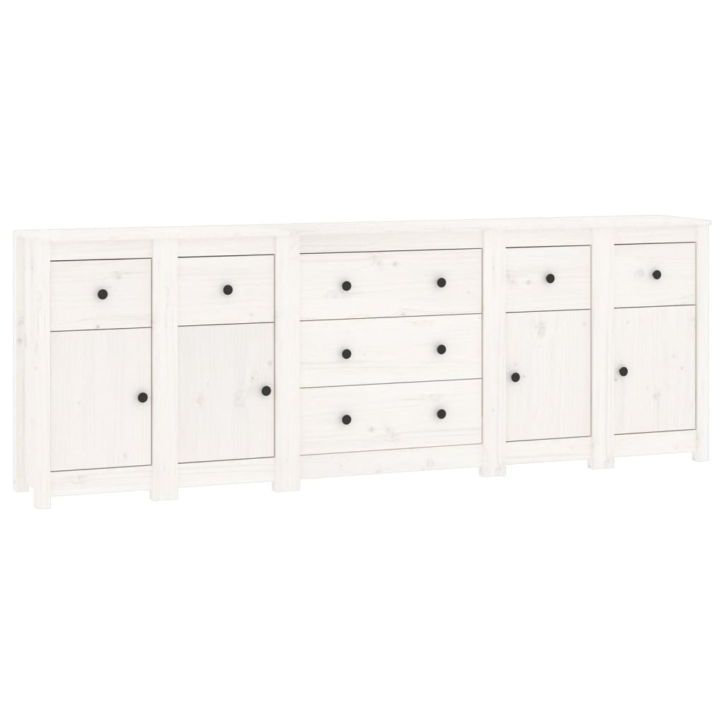 Buffet Blanc 230x35x80 cm Bois massif de pin