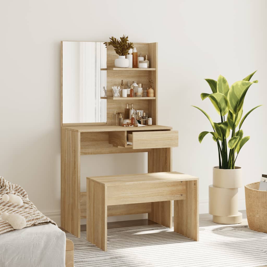 Sonoma Oak Dressing Table Set 74.5x40x141 cm