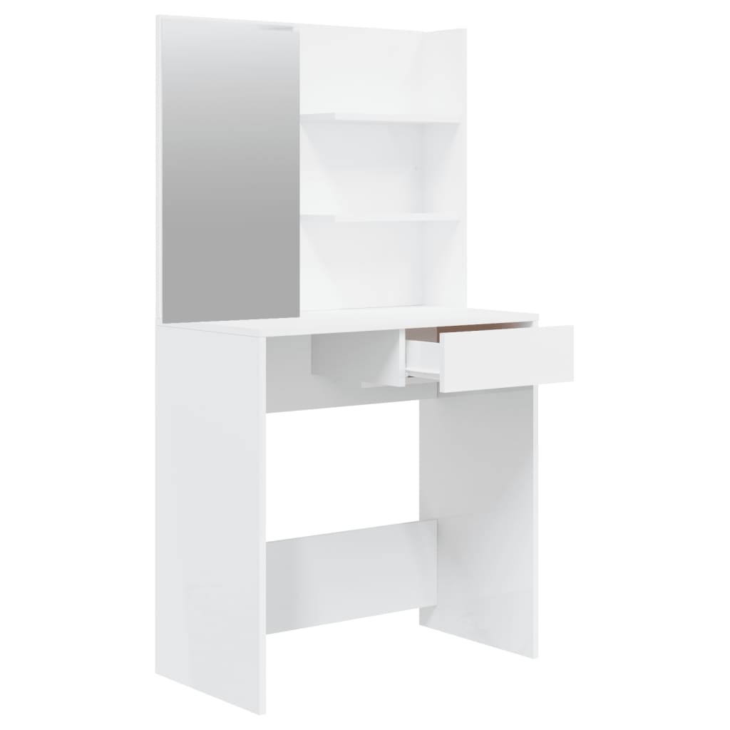 Ensemble de coiffeuse Blanc brillant 74,5x40x141 cm