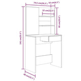 Schminktischset Braune Eiche 74,5x40x141 cm