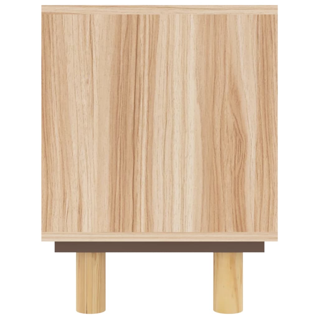 Meuble TV Marron 80x30x40cm Bois de pin massif et rotin naturel