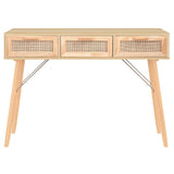 Table console Marron 105x30x75cm Bois massif pin /rotin naturel