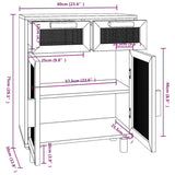 Buffet Blanc 60x30x75 cm Bois de pin massif et rotin naturel