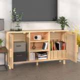 Buffet Marron 105x30x60 cm Bois de pin massif et rotin naturel