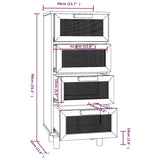 Buffet Blanc 40x30x90 cm Bois de pin massif et rotin naturel