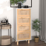 Buffet Blanc 40x30x90 cm Bois de pin massif et rotin naturel