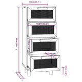 Buffet Noir 40x30x90 cm Bois de pin massif et rotin naturel