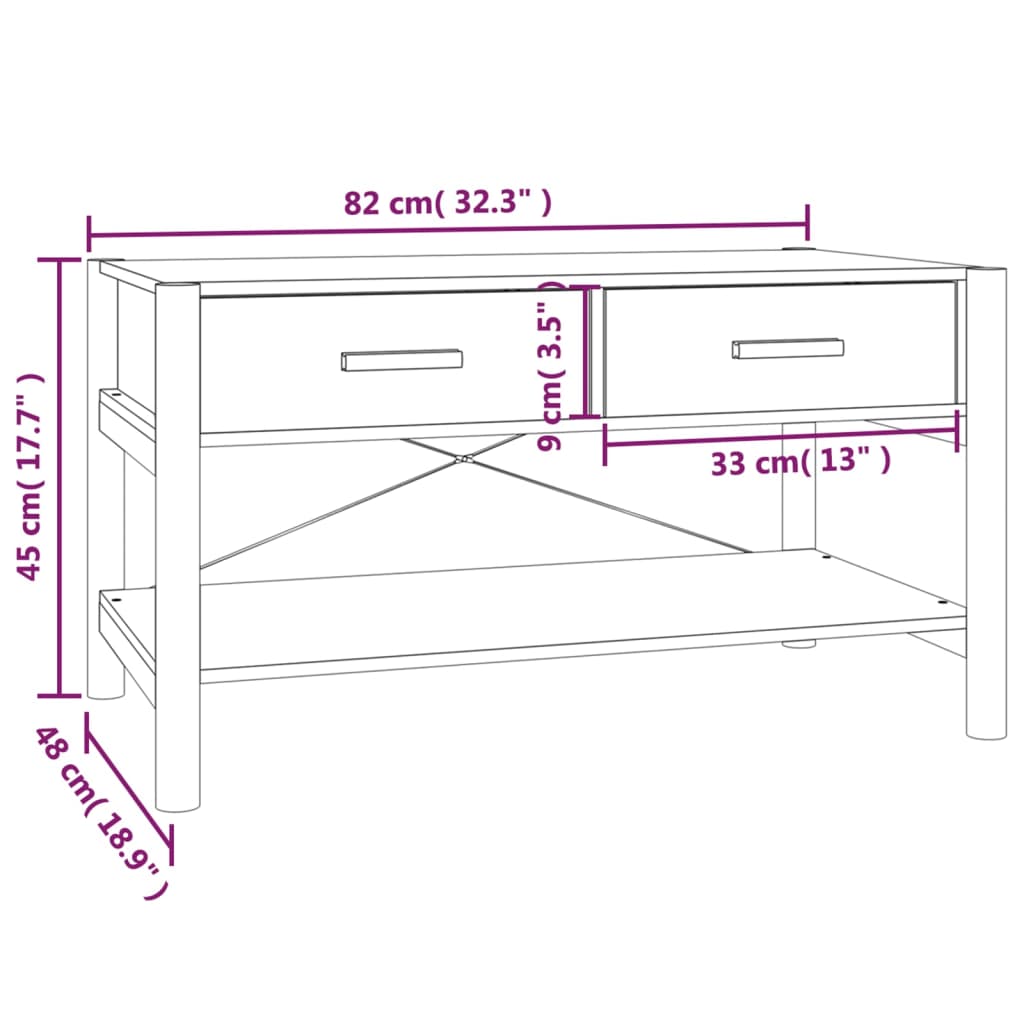 Couchtisch Weiß 82x48x45 cm Holzwerkstoff