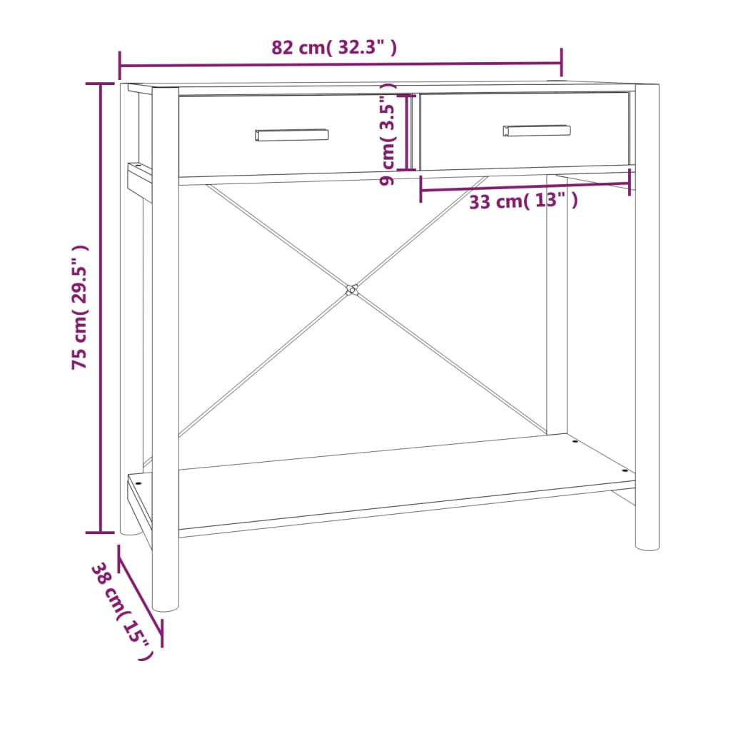 Table console 82x38x75 cm Bois d'ingénierie