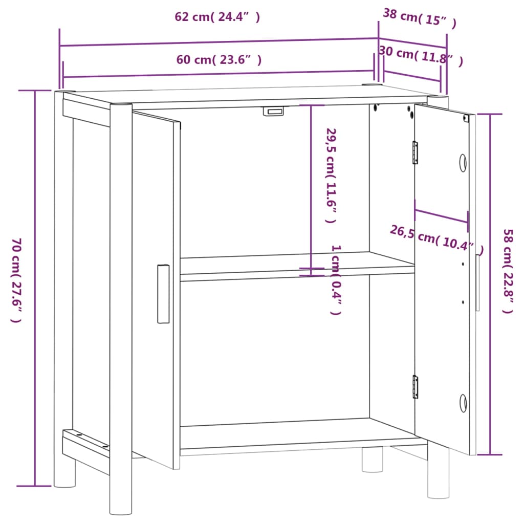 Buffet Blanc 62x38x70 cm Bois d'ingénierie