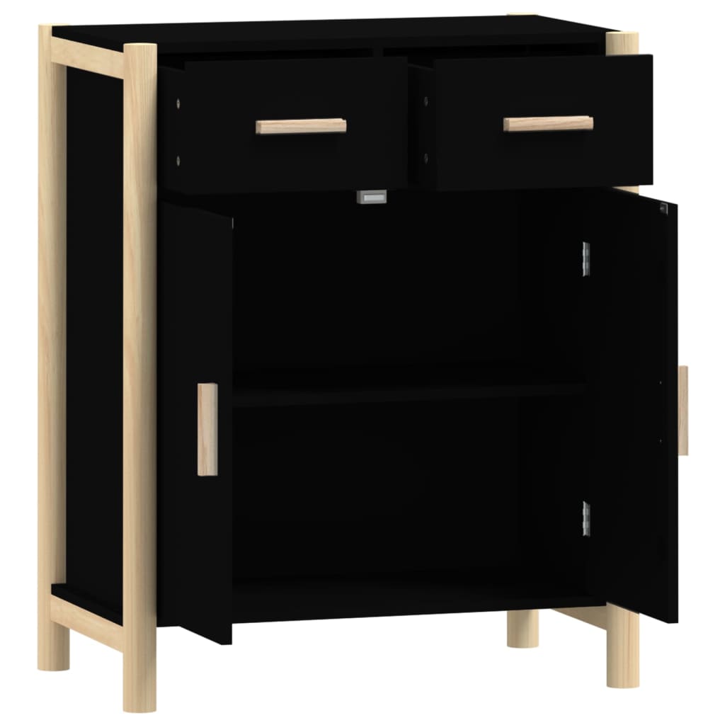 Schwarzes Sideboard 62x38x75 cm Holzwerkstoff