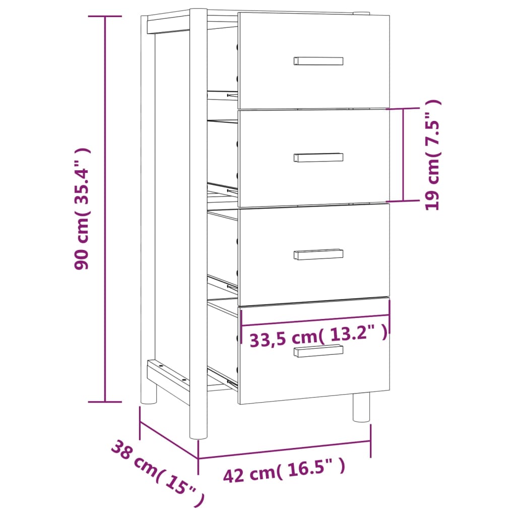 High sideboard White 42x38x90 cm Engineered wood