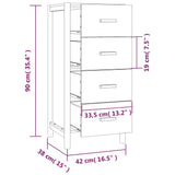 High sideboard White 42x38x90 cm Engineered wood