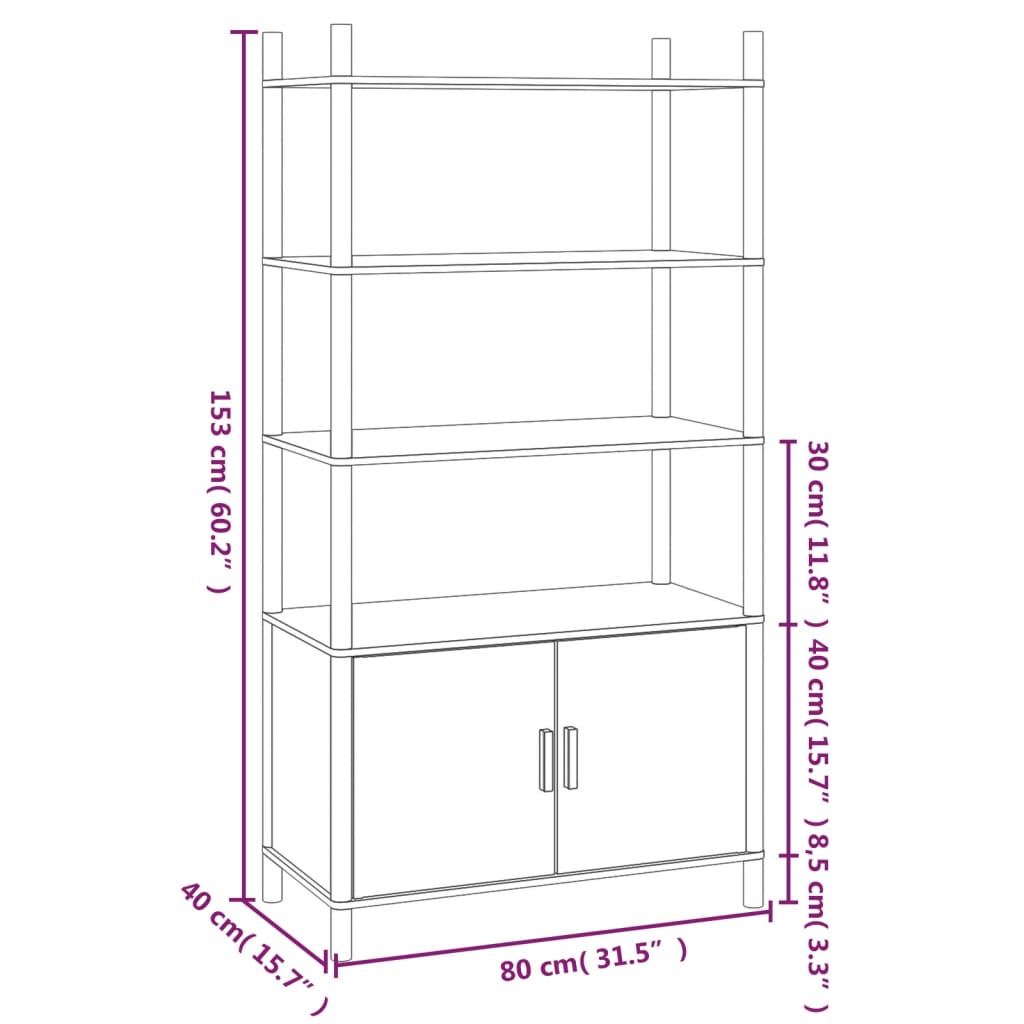 Buffet haut Blanc 80x40x153 cm Bois d'ingénierie