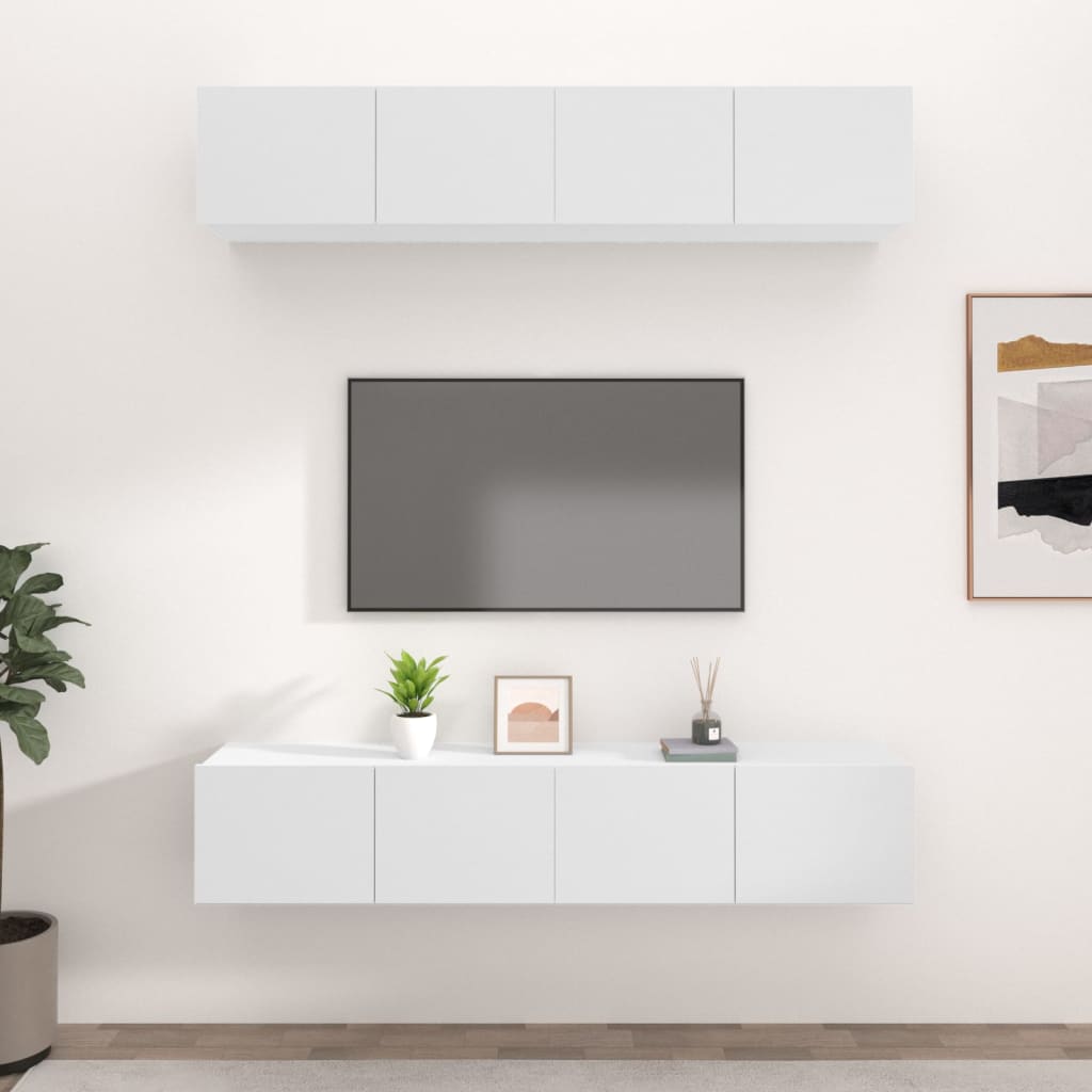 Meubles TV 4 pcs blanc 80x30x30 cm bois d'ingénierie