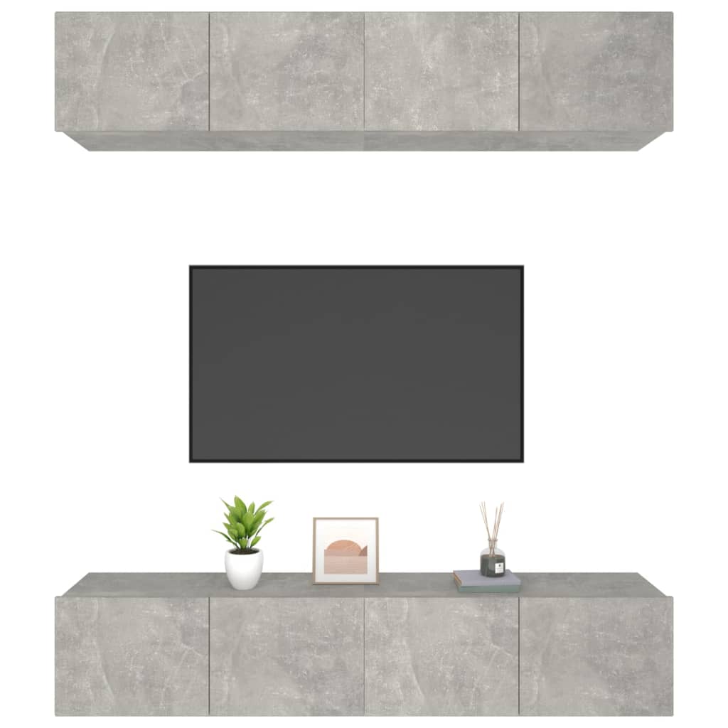 TV cabinet 4 pcs concrete gray 80x30x30 cm engineered wood