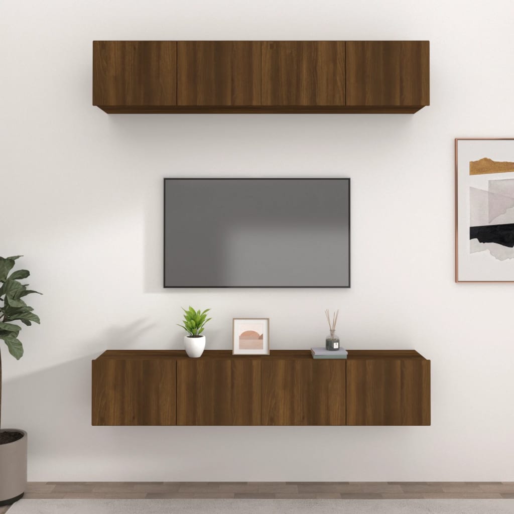 Meubles TV 4 pcs chêne marron 80x30x30 cm bois ingénierie