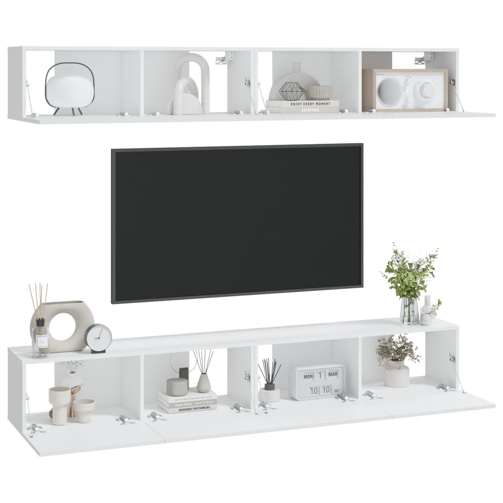 Meubles TV muraux 4 pcs blanc 100x30x30 cm