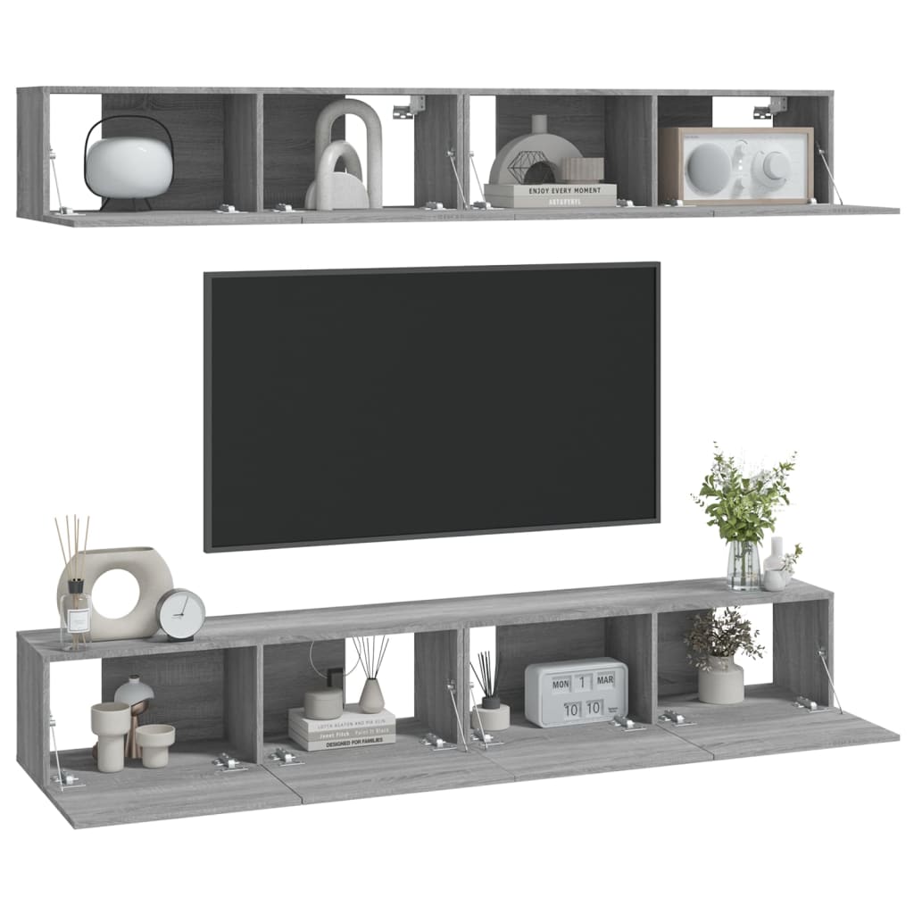 Meubles TV muraux 4 pcs sonoma gris 100x30x30 cm