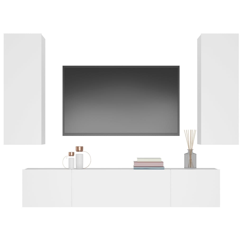 Ensemble de meubles TV 4 pcs Blanc Bois d'ingénierie