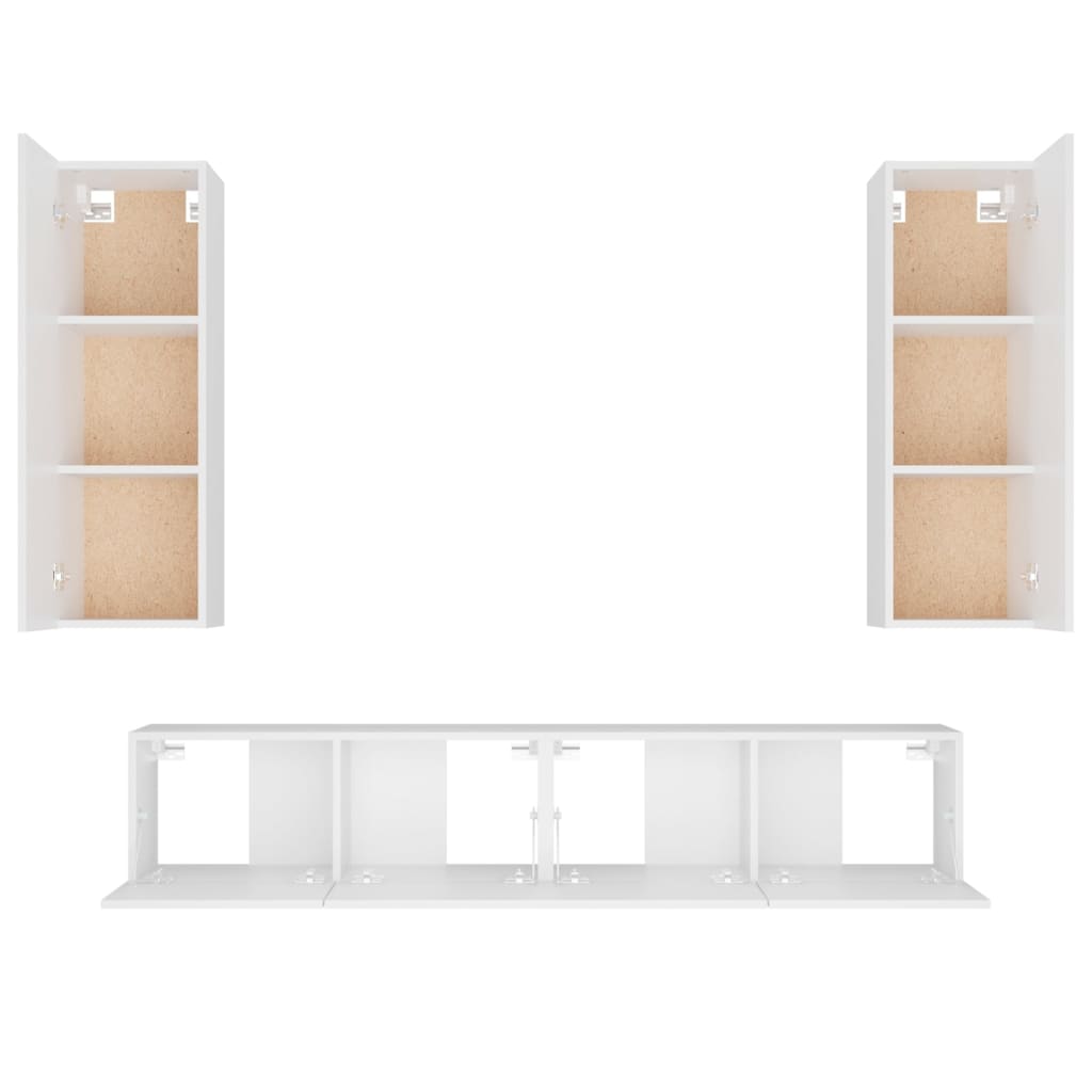 Ensemble de meubles TV 4 pcs Blanc Bois d'ingénierie