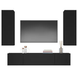 Ensemble de meubles TV 4 pcs Noir Bois d'ingénierie