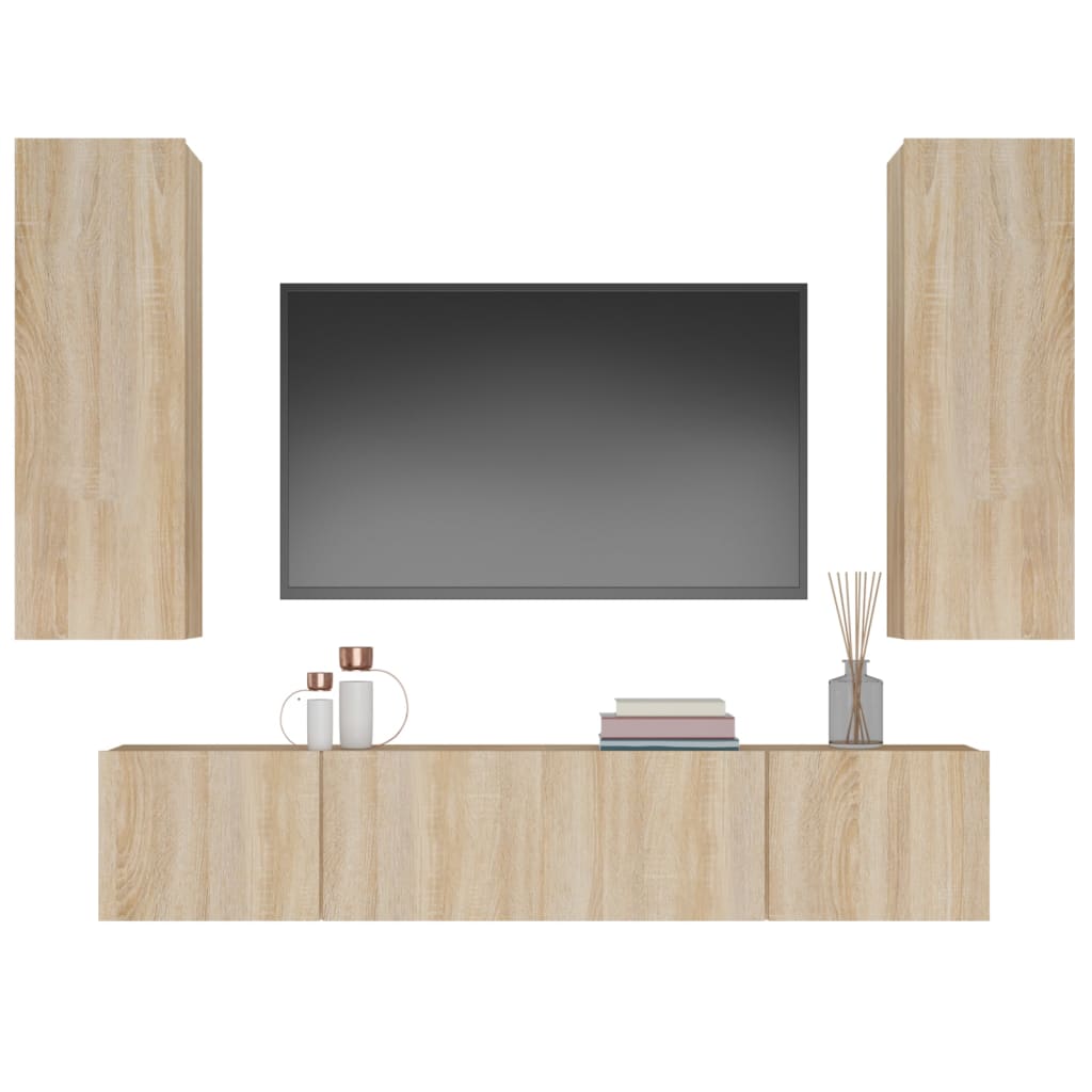 Ensemble de meubles TV 4 pcs Chêne sonoma Bois d'ingénierie