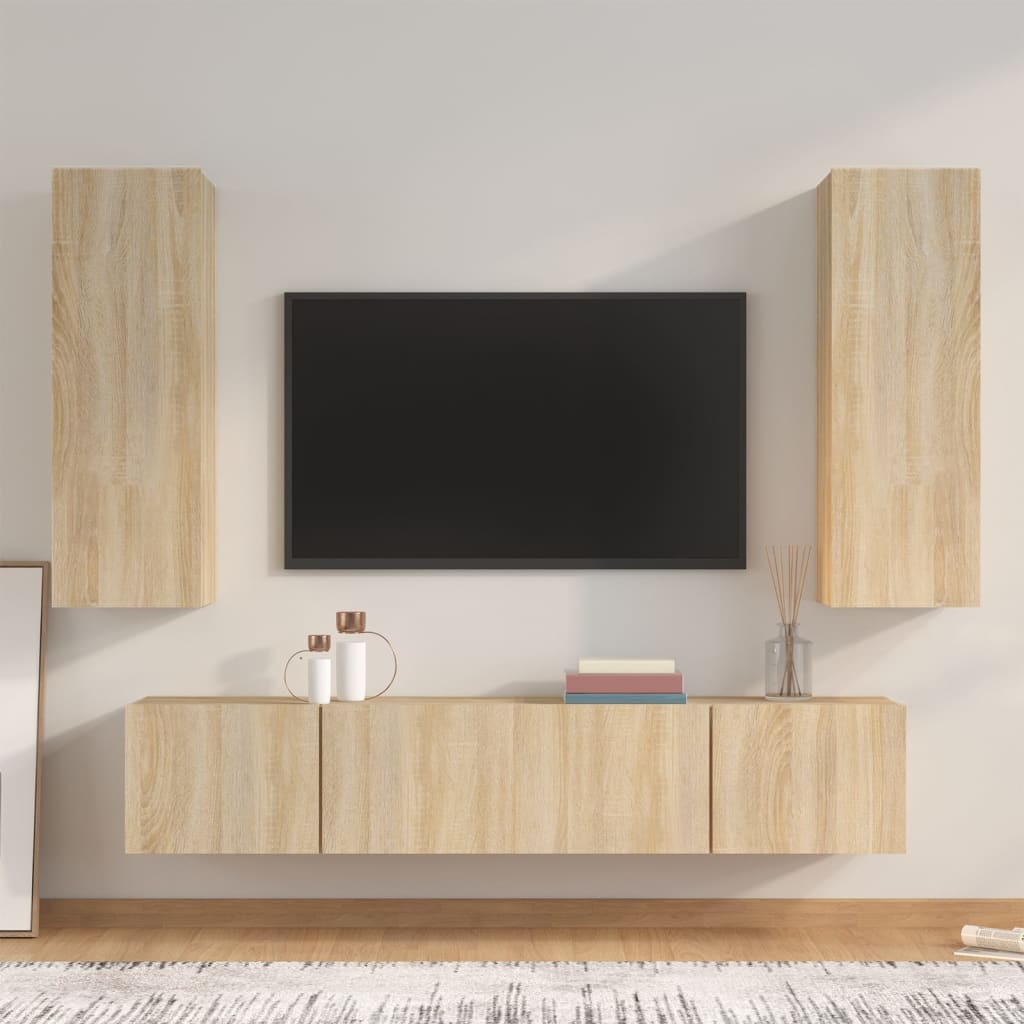 Ensemble de meubles TV 4 pcs Chêne sonoma Bois d'ingénierie