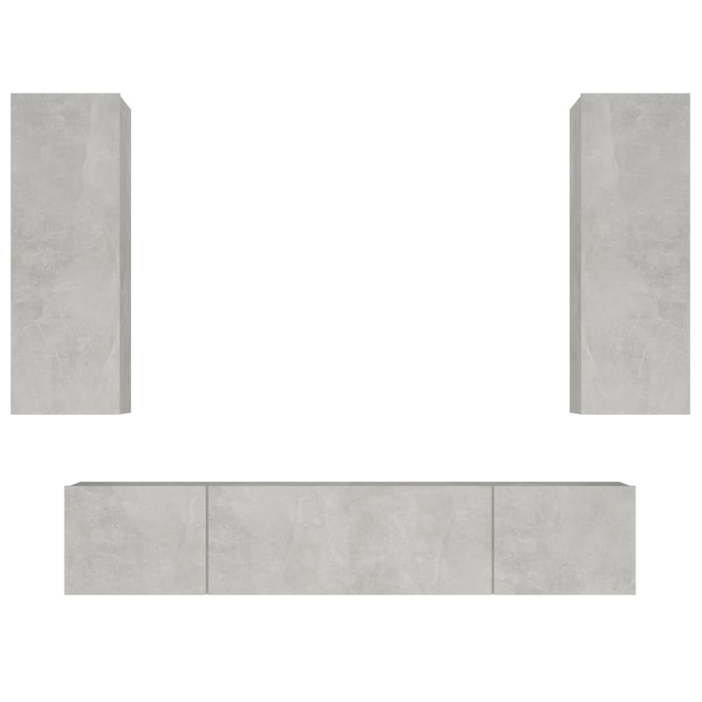 Ensemble de meubles TV 4 pcs Gris béton Bois d'ingénierie