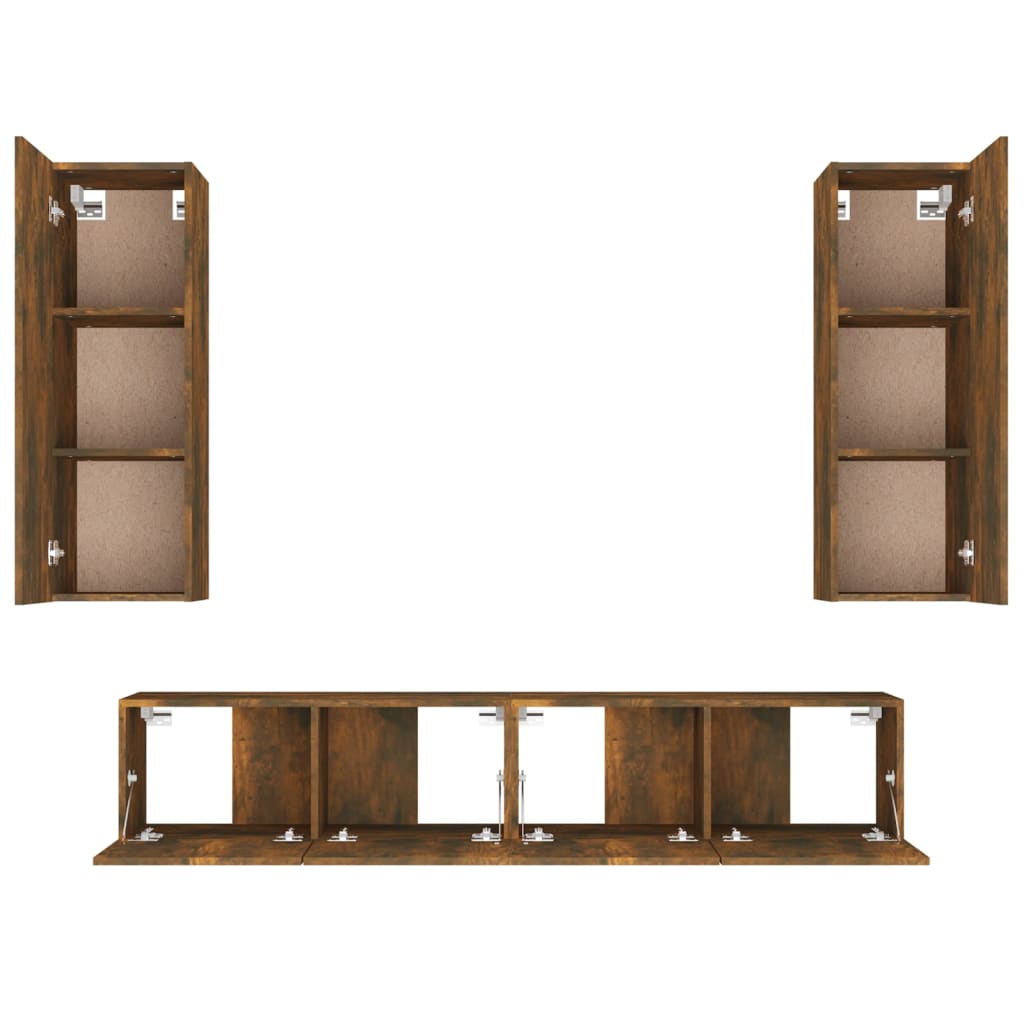 Ensemble de meubles TV 4 pcs Chêne fumé Bois d'ingénierie