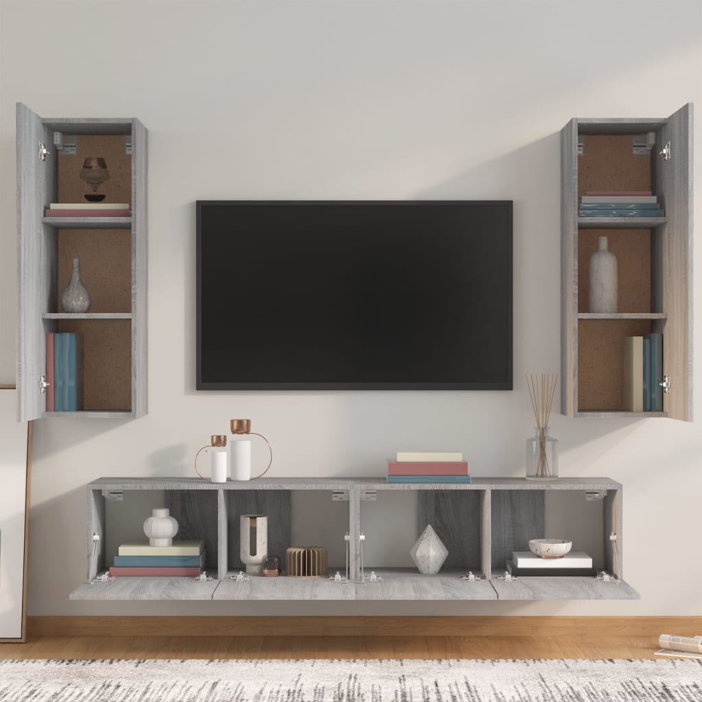 Ensemble de meubles TV 4 pcs Sonoma gris Bois d'ingénierie