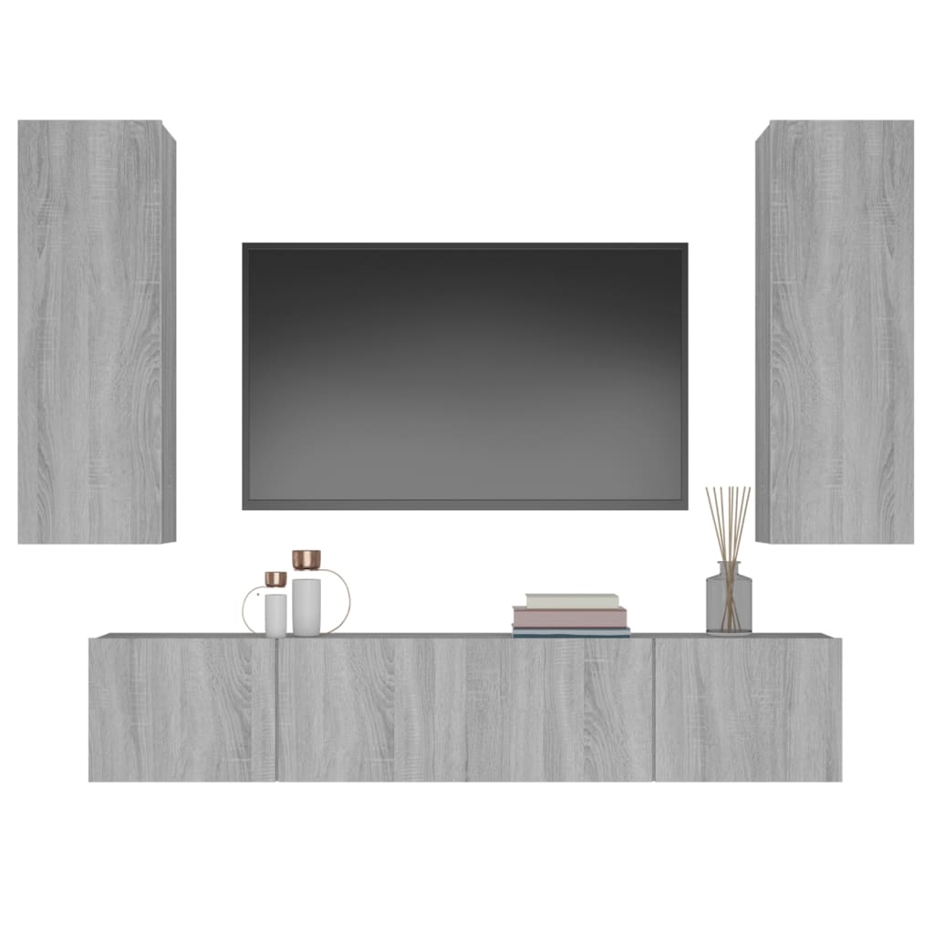 Ensemble de meubles TV 4 pcs Sonoma gris Bois d'ingénierie