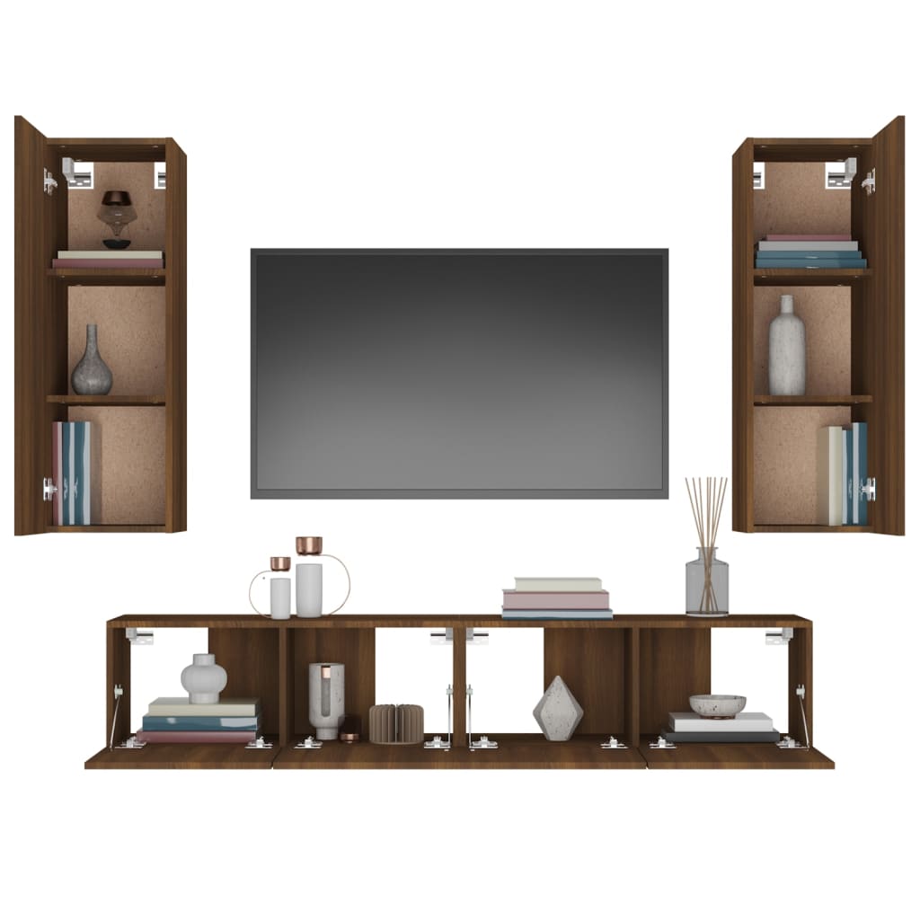 Ensemble de meubles TV 4 pcs Chêne marron Bois d'ingénierie