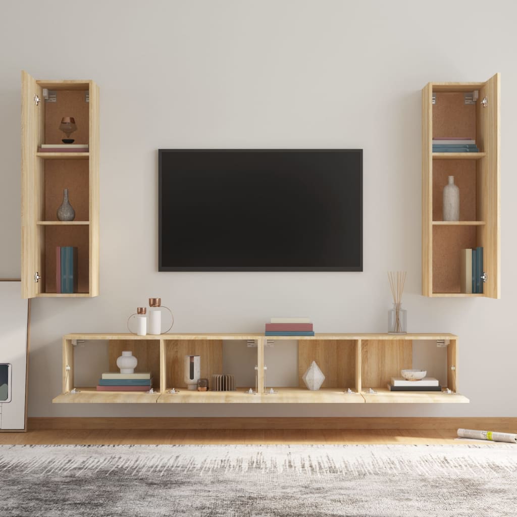 Ensemble de meubles TV 4 pcs Chêne sonoma Bois d'ingénierie