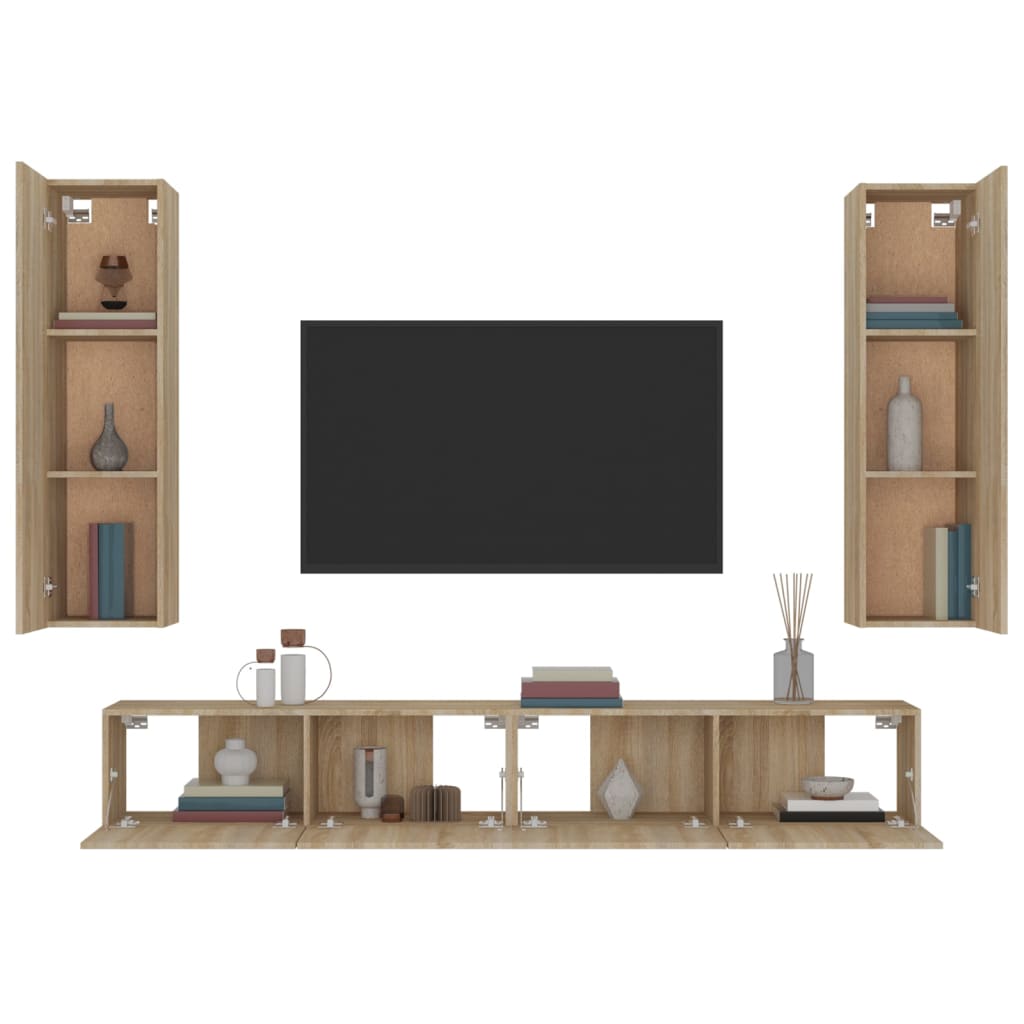 Ensemble de meubles TV 4 pcs Chêne sonoma Bois d'ingénierie