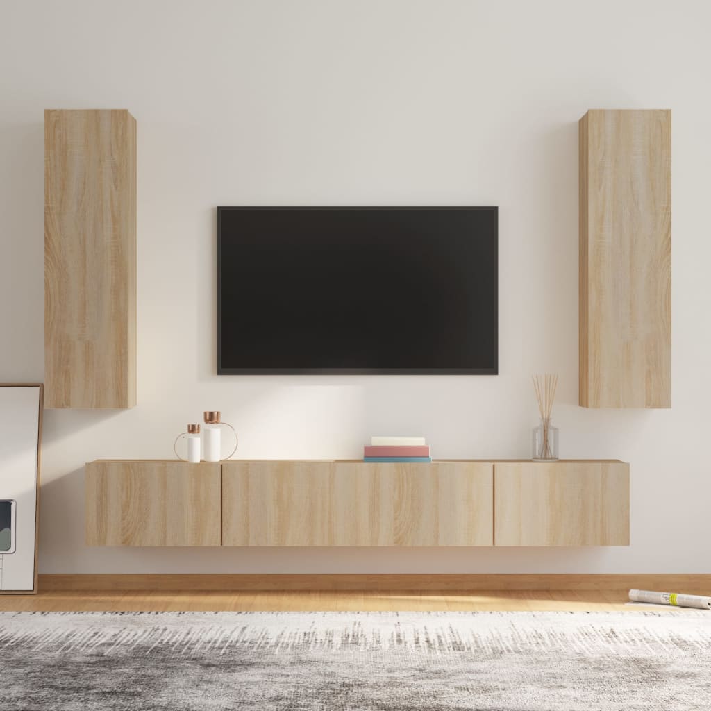 Ensemble de meubles TV 4 pcs Chêne sonoma Bois d'ingénierie