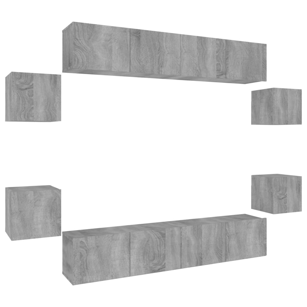 Ensemble de meubles TV 8 pcs Sonoma gris Bois d'ingénierie