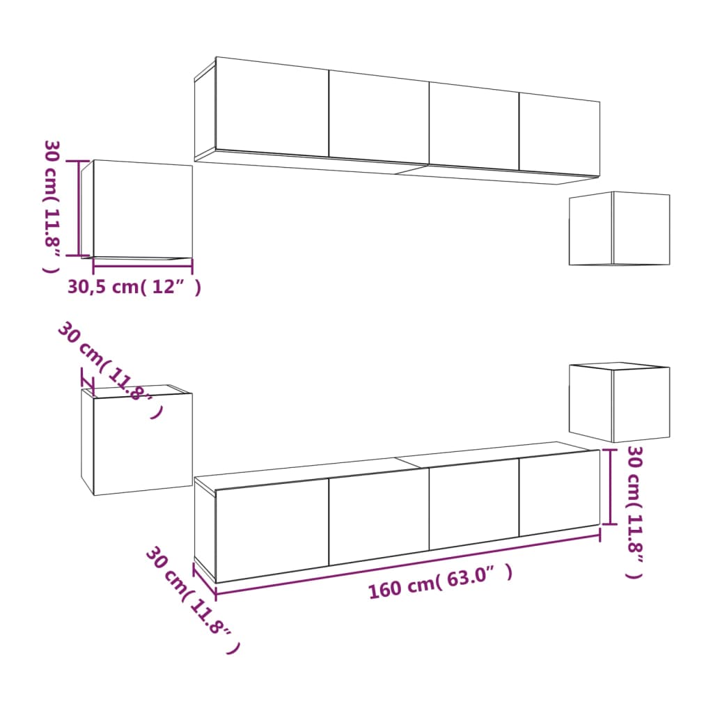 Ensemble de meubles TV 8 pcs Sonoma gris Bois d'ingénierie