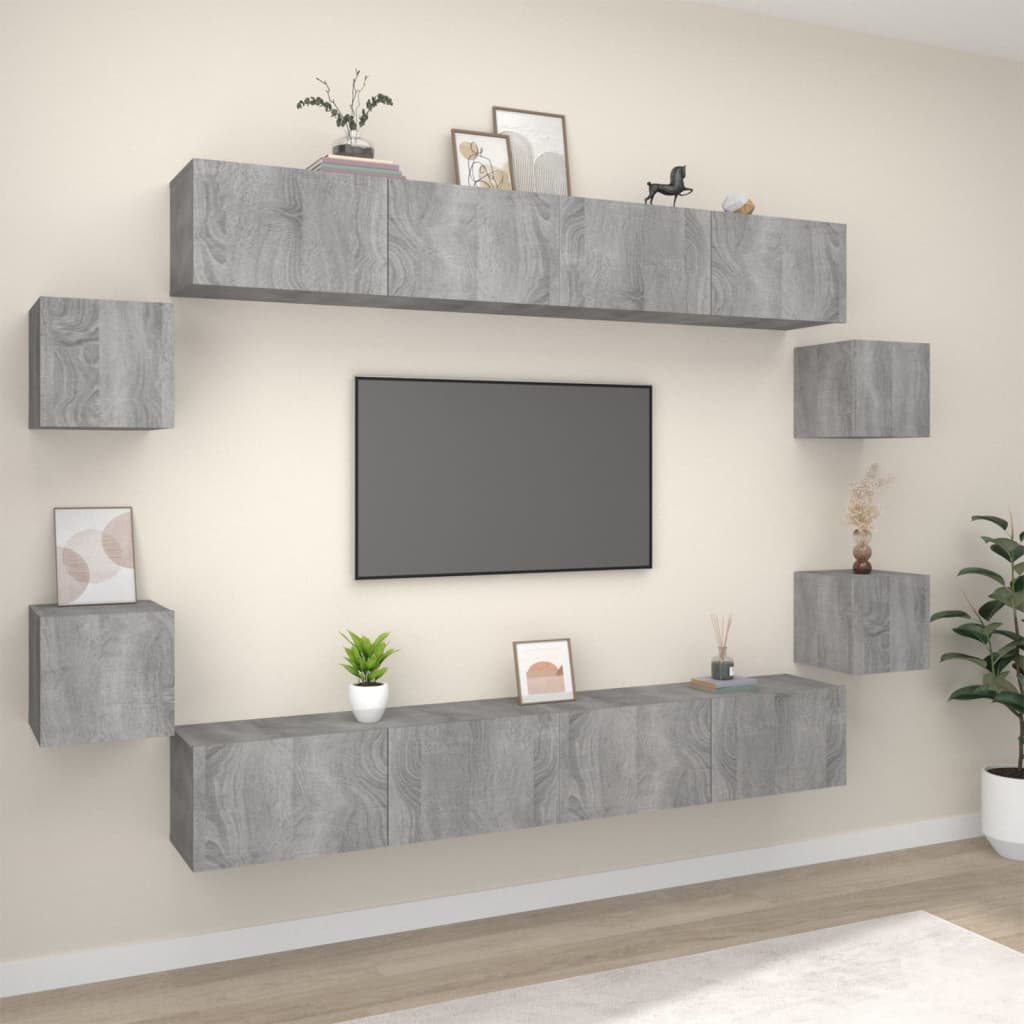 Ensemble de meubles TV 8 pcs Sonoma gris Bois d'ingénierie