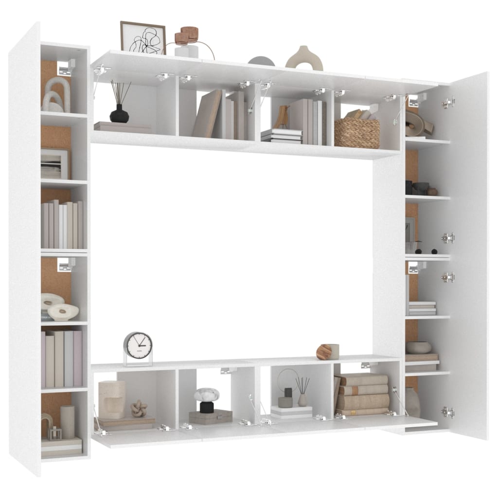 Ensemble de meubles TV 8 pcs Blanc Bois d'ingénierie