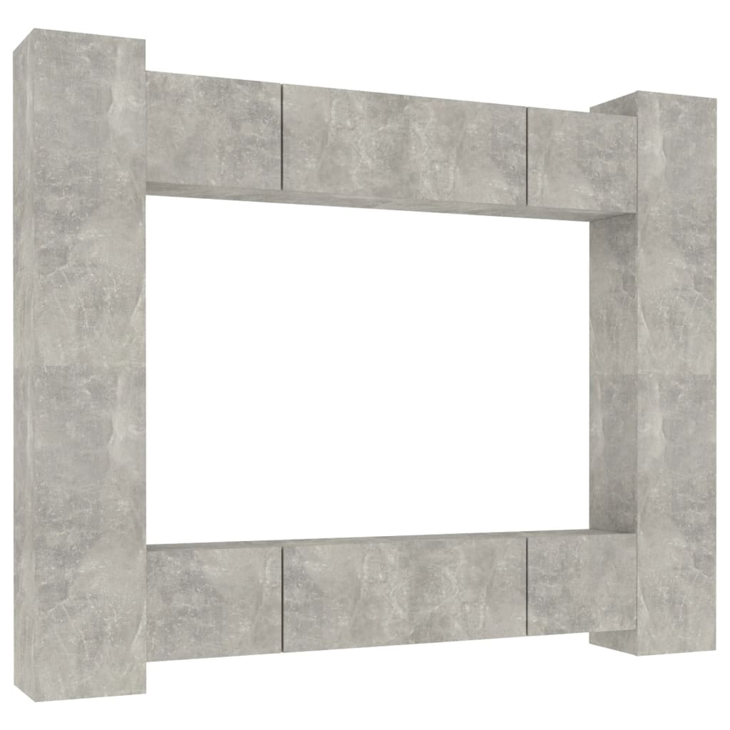 Ensemble de meubles TV 8 pcs Gris béton Bois d'ingénierie