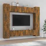 8 pcs TV Cabinet Set Smoked Oak Engineered Wood