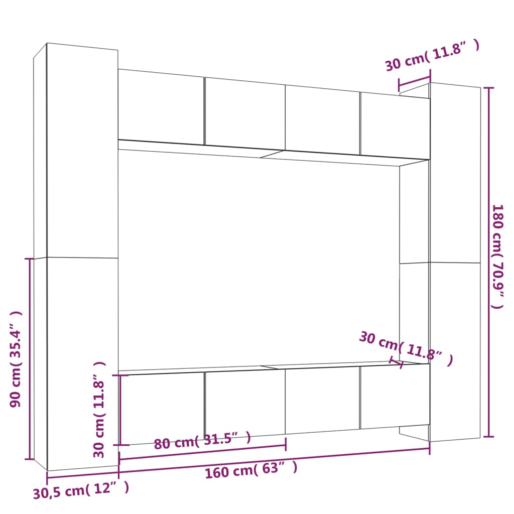 Ensemble de meubles TV 8 pcs Sonoma gris Bois d'ingénierie