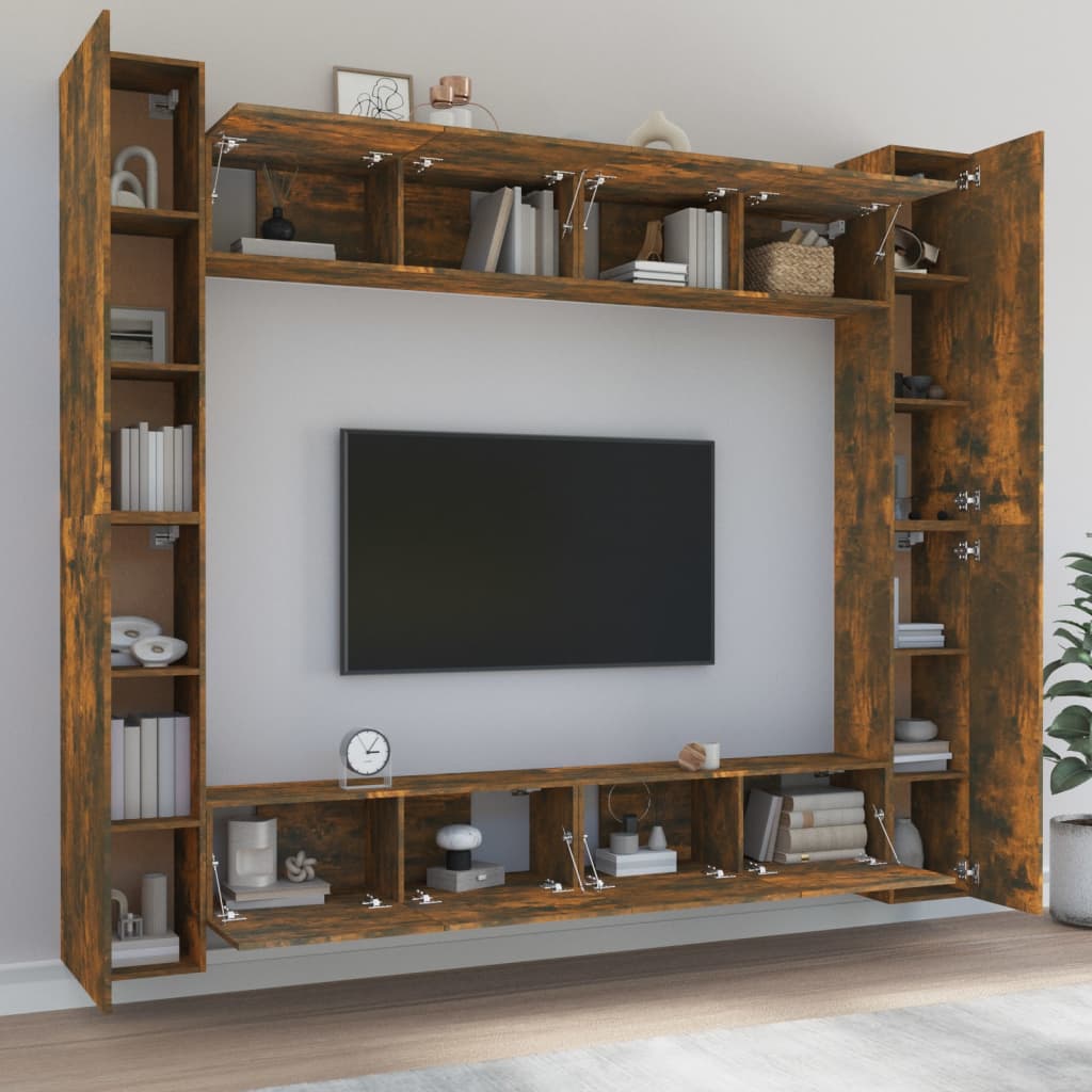 Ensemble de meubles TV 8 pcs Chêne fumé Bois d'ingénierie