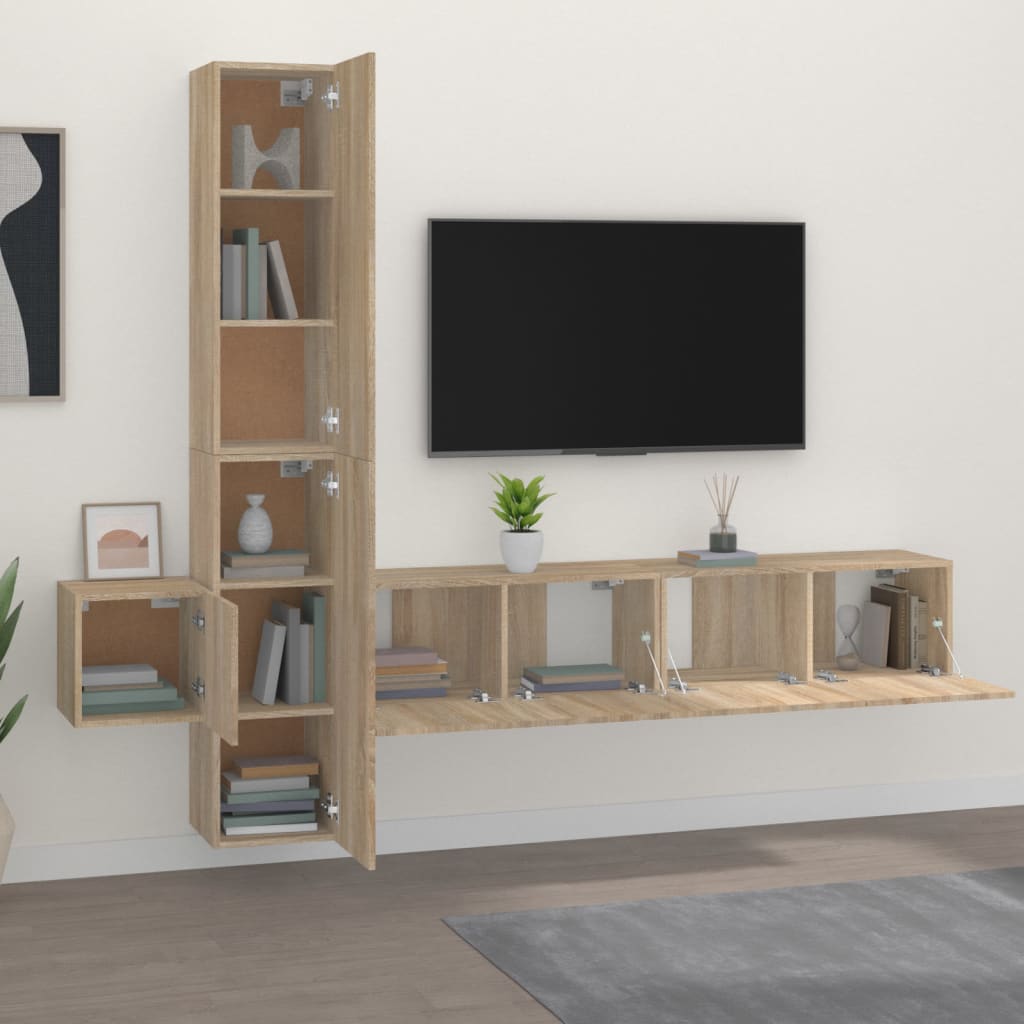 5 Piece TV Stand Set Sonoma Oak Engineered Wood