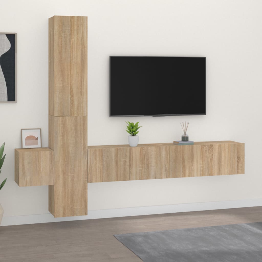 5 Piece TV Stand Set Sonoma Oak Engineered Wood