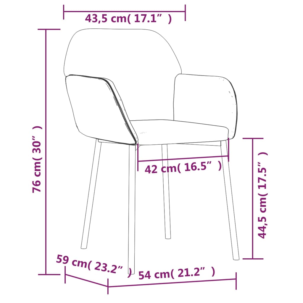 Chaises à manger lot de 2 Gris foncé Velours