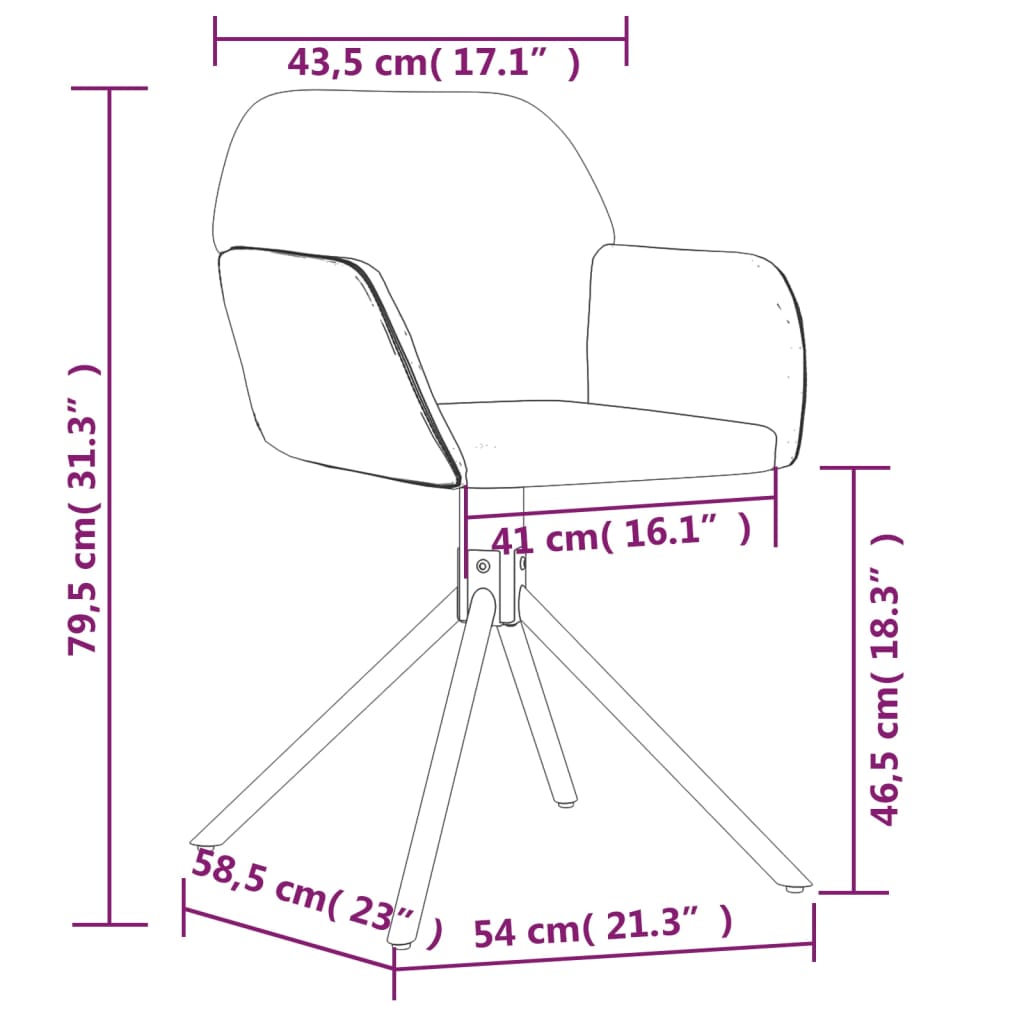 Chaises pivotantes à manger lot de 2 Vert foncé Velours