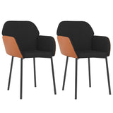 Dining chairs set of 2 black fabric and imitation leather